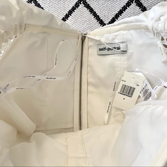 NWT Self portrait off shoulder eyelet asymmetrical top sz 8 - Picture 10 of 13